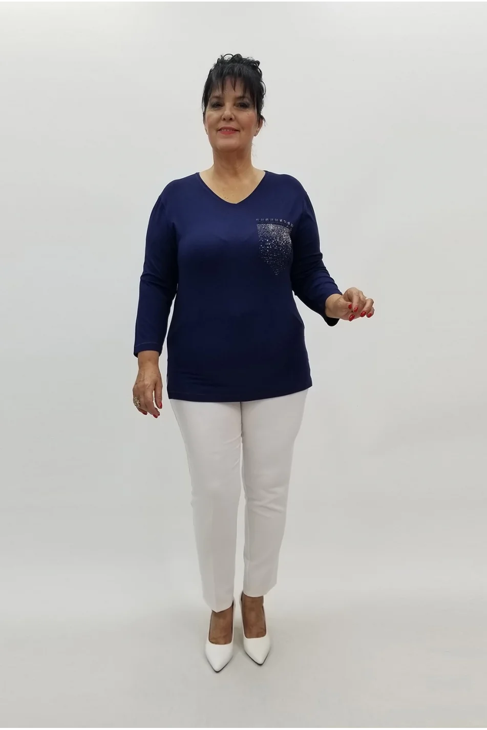 Miraggio Büyük Beden Bluz 98966 LACİVERT