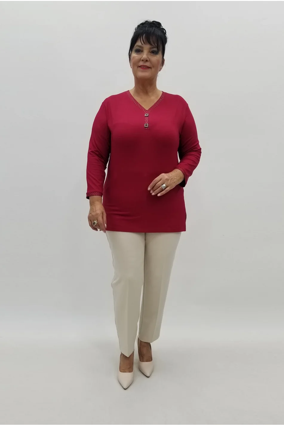 Miraggio Büyük Beden Bluz 99001 BORDO