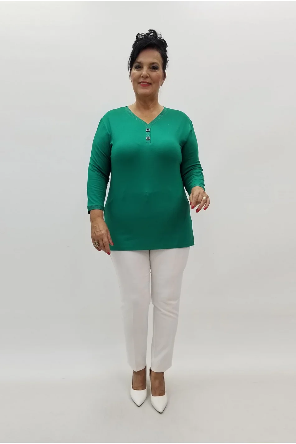 Miraggio Büyük Beden Bluz 99001 YEŞİL