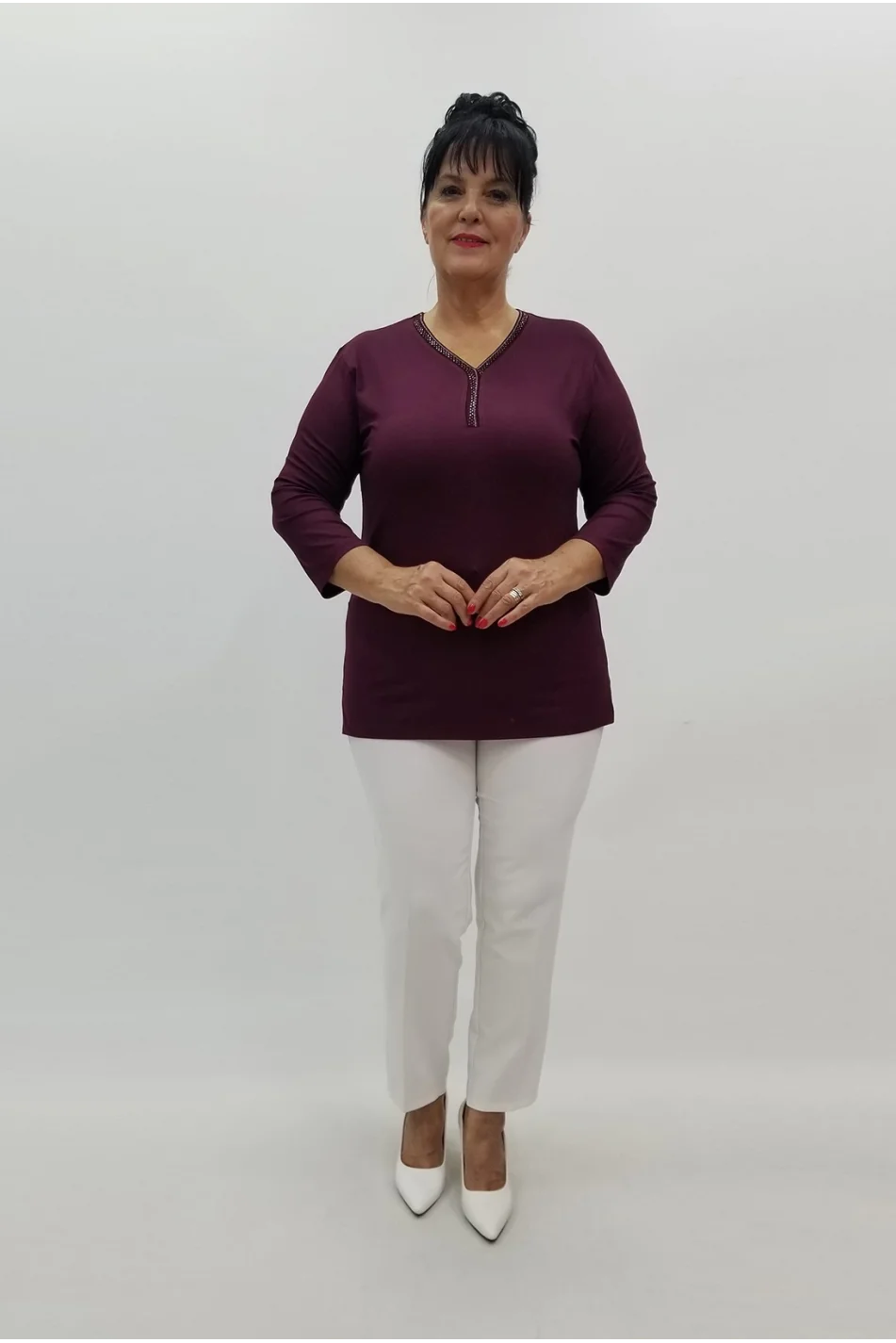 Miraggio Büyük Beden Bluz 99018 BORDO