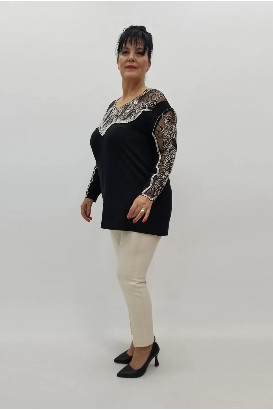 Miraggio Büyük Beden Bluz 99044 SİYAH