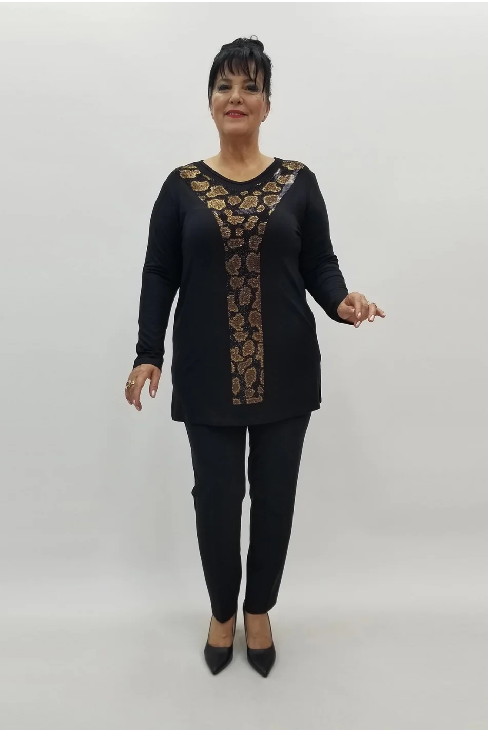 Miraggio Büyük Beden Bluz 99054 SİYAH