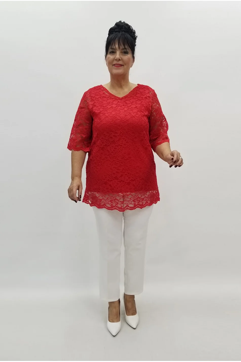 Miraggio Büyük Beden Bluz 99083 KIRMIZI