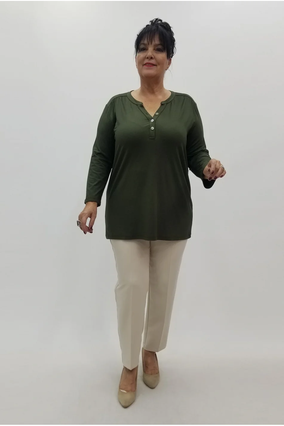 Miraggio Büyük Beden Bluz 99125 HAKİ