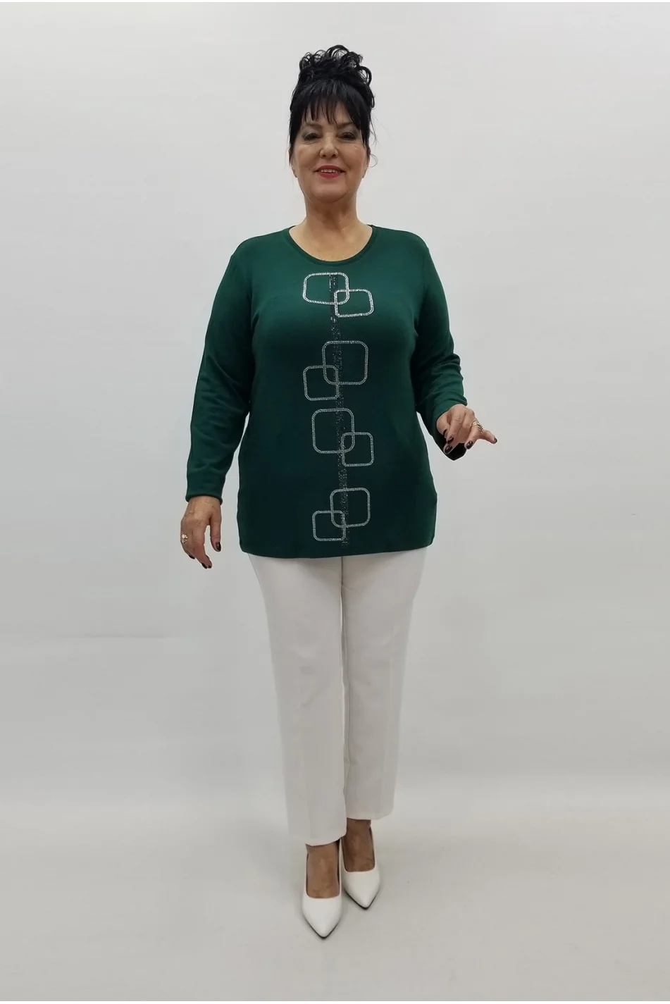 Miraggio Büyük Beden Bluz 99189 ZÜMRÜT YEŞİLİ