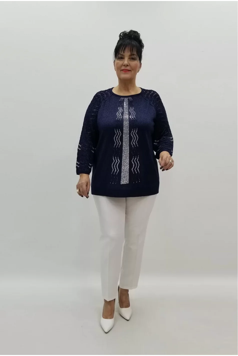 Miraggio Büyük Beden Bluz 99222 LACİVERT