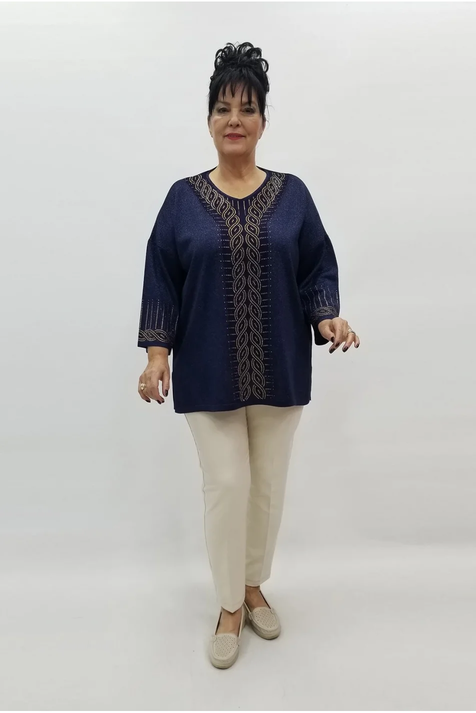 Miraggio Büyük Beden Bluz 99226 LACİVERT