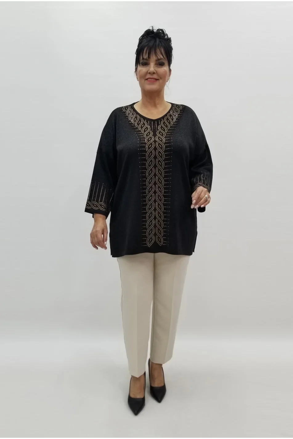 Miraggio Büyük Beden Bluz 99226 SİYAH