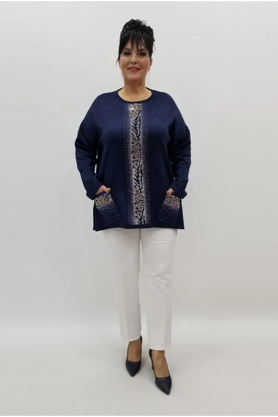 Miraggio Büyük Beden Bluz 99227 LACİVERT