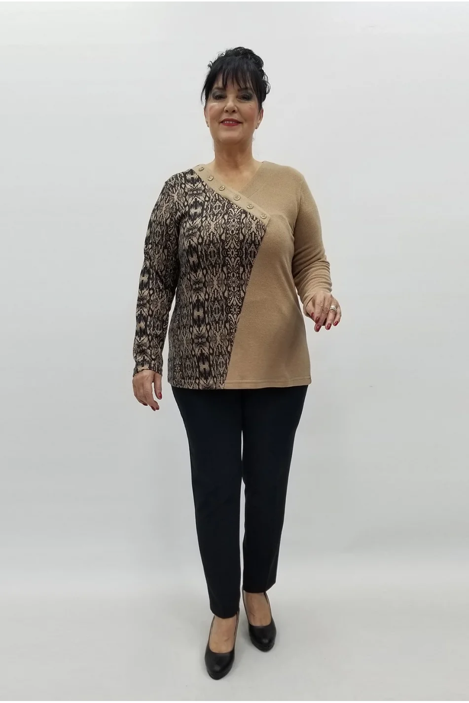 Miraggio Büyük Beden Bluz 99248 BEJ