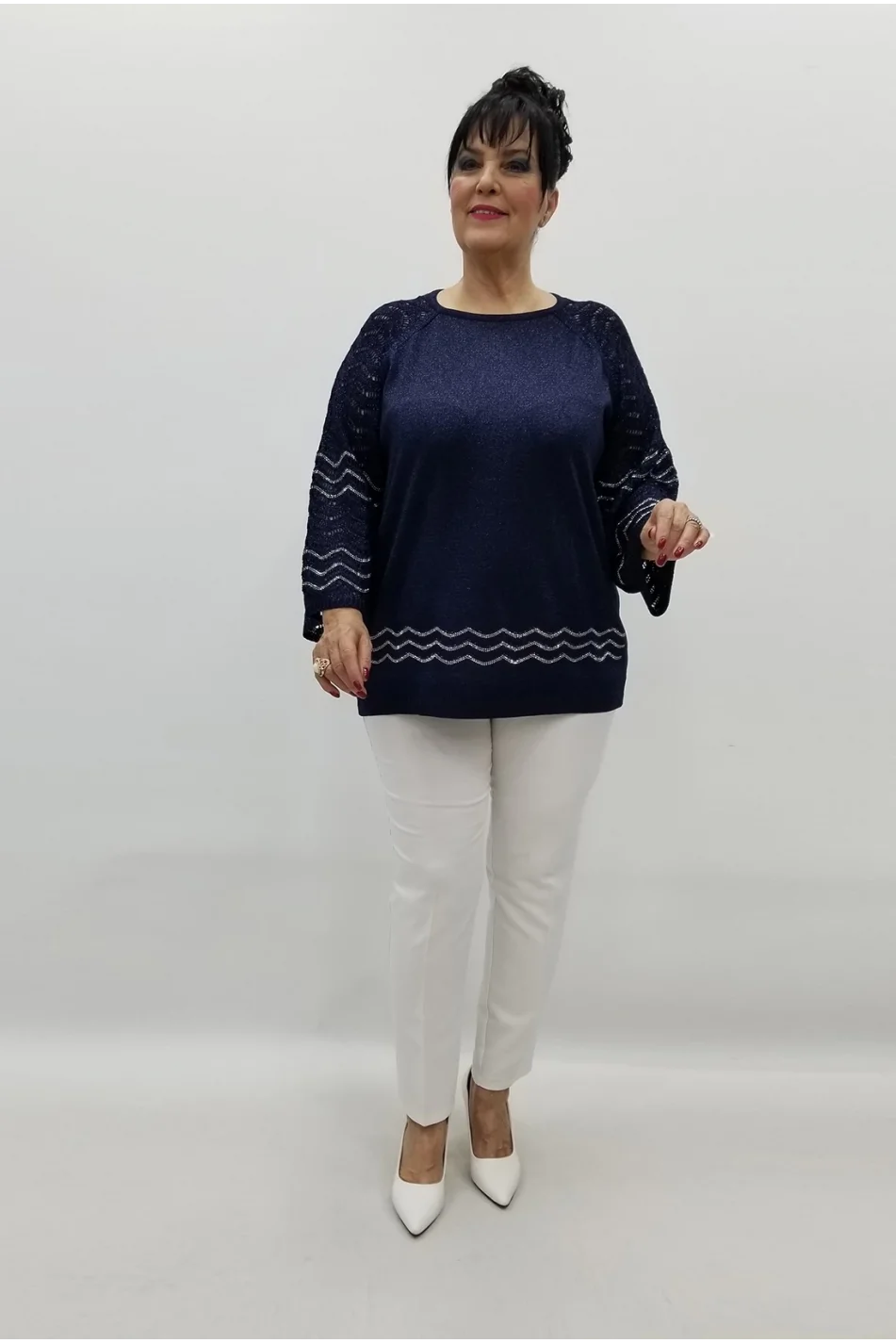 Miraggio Büyük Beden Bluz 99308 LACİVERT