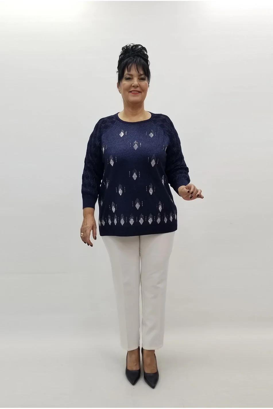 Miraggio Büyük Beden Bluz 99309 LACİVERT