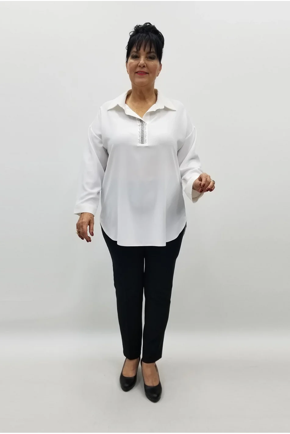 Miraggio Büyük Beden Bluz 99329 BEYAZ