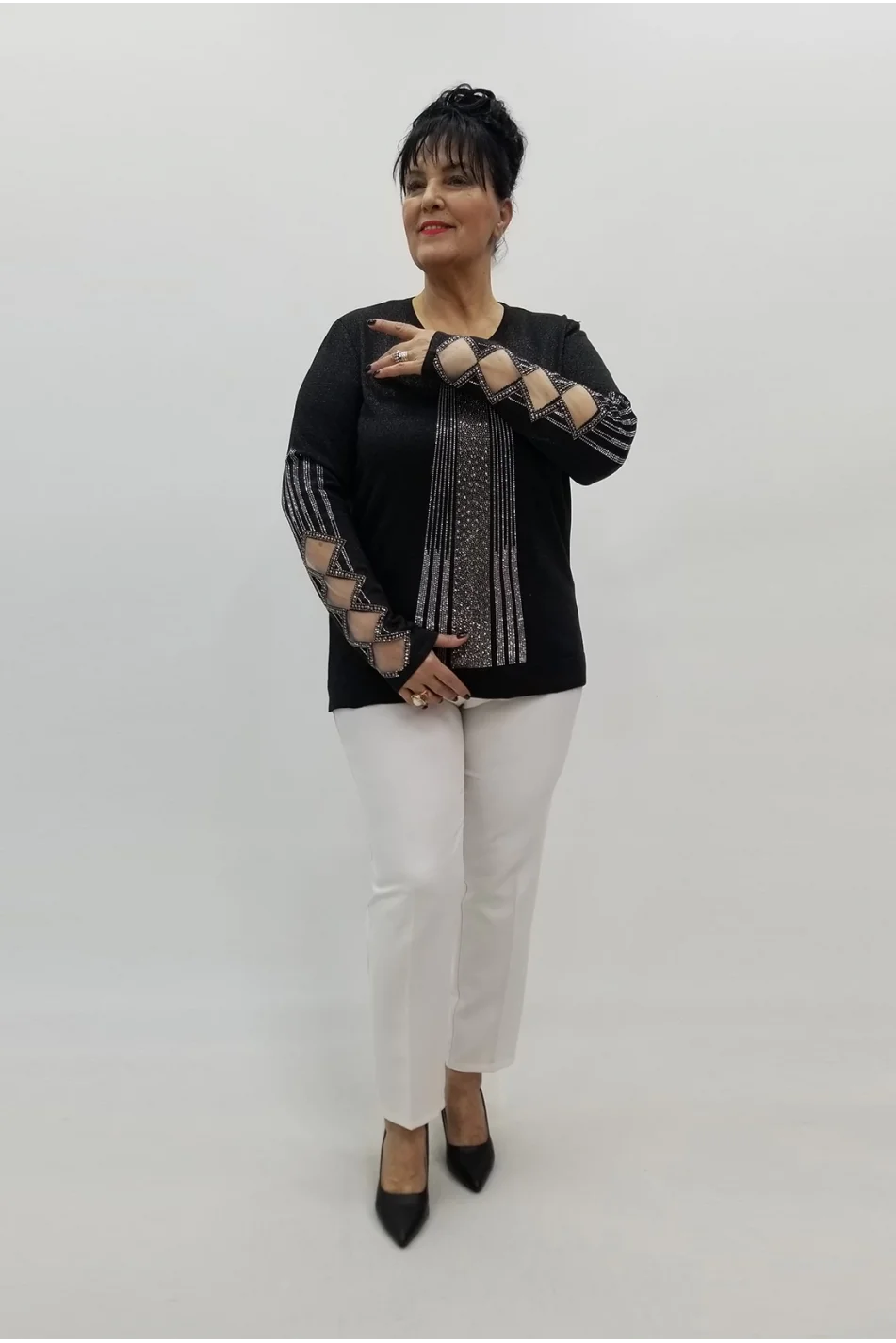 Miraggio Büyük Beden Bluz 99406 SİYAH