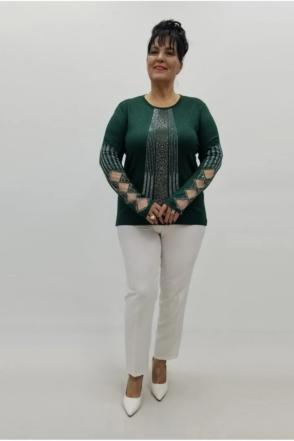 Miraggio Büyük Beden Bluz 99406 ZÜMRÜT YEŞİLİ