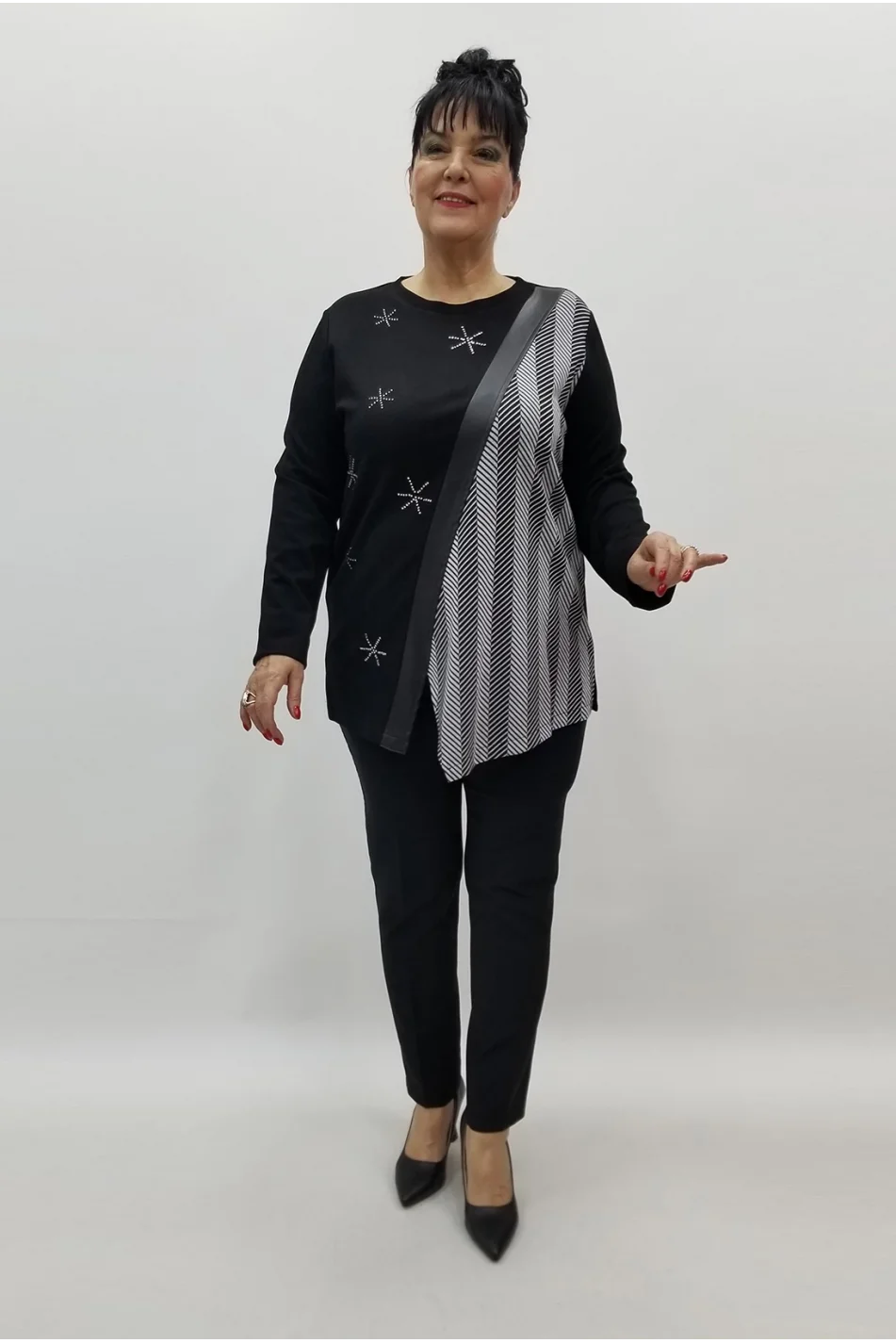 Miraggio Büyük Beden Bluz 99446 SİYAH/BEYAZ