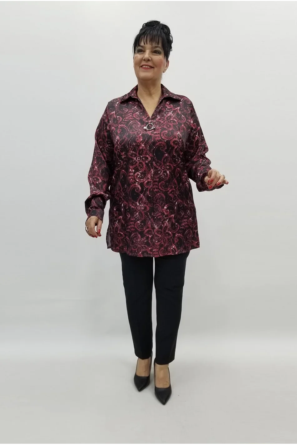 Miraggio Büyük Beden Bluz 99449 BORDO