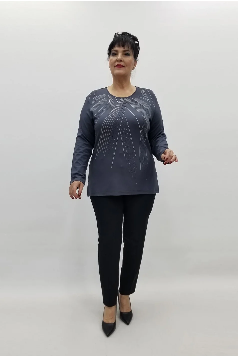 Miraggio Büyük Beden Bluz 99474 ANTRASİT