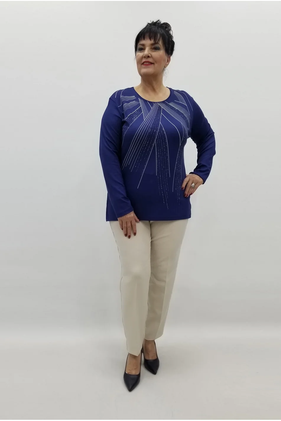 Miraggio Büyük Beden Bluz 99474 LACİVERT