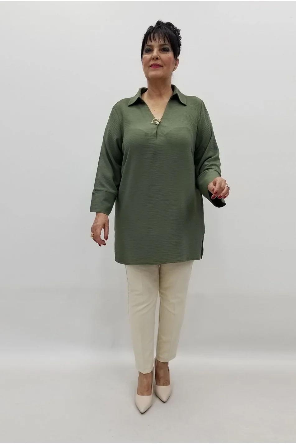 Miraggio Büyük Beden Bluz 99507 HAKİ