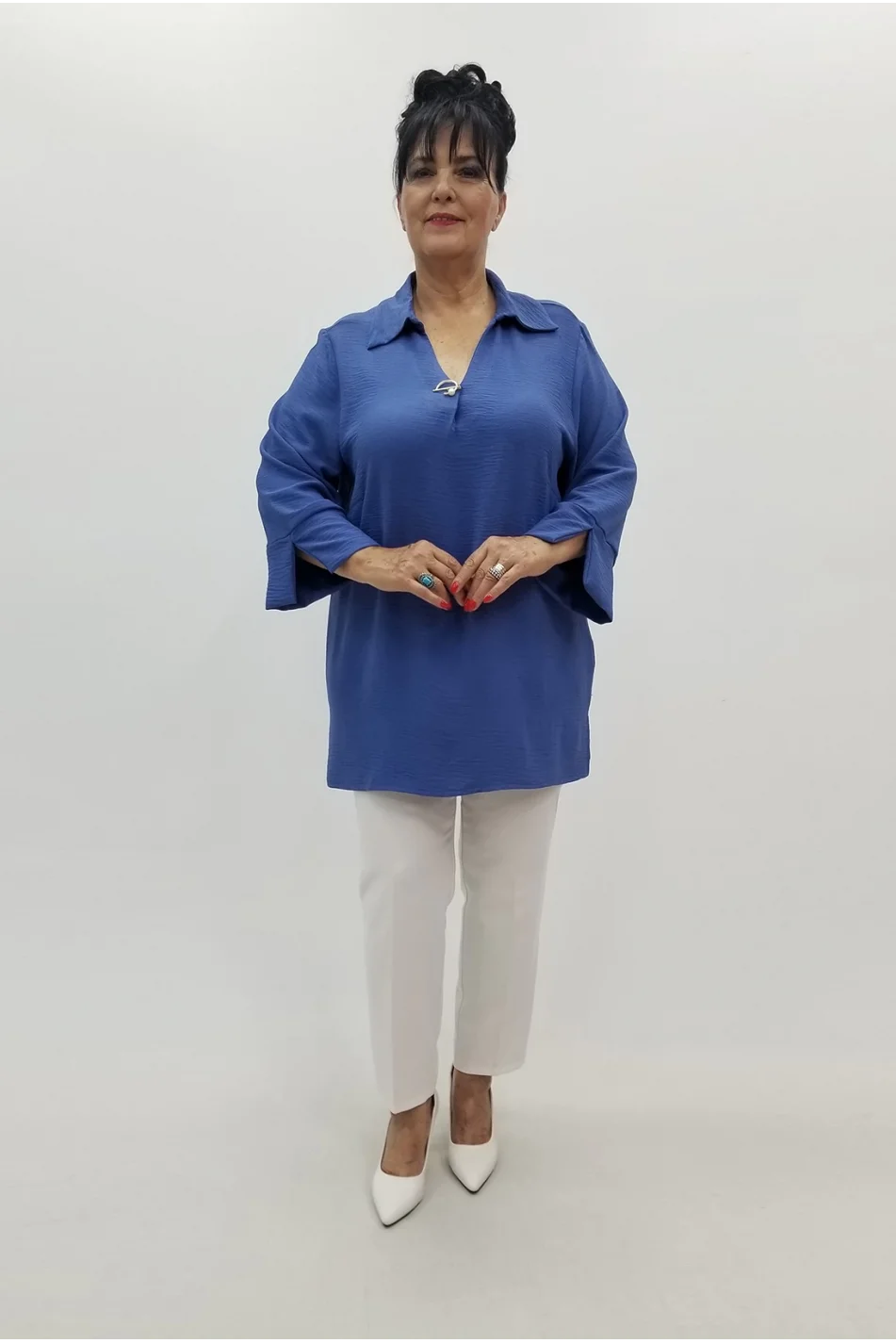 Miraggio Büyük Beden Bluz 99507 İNDİGO