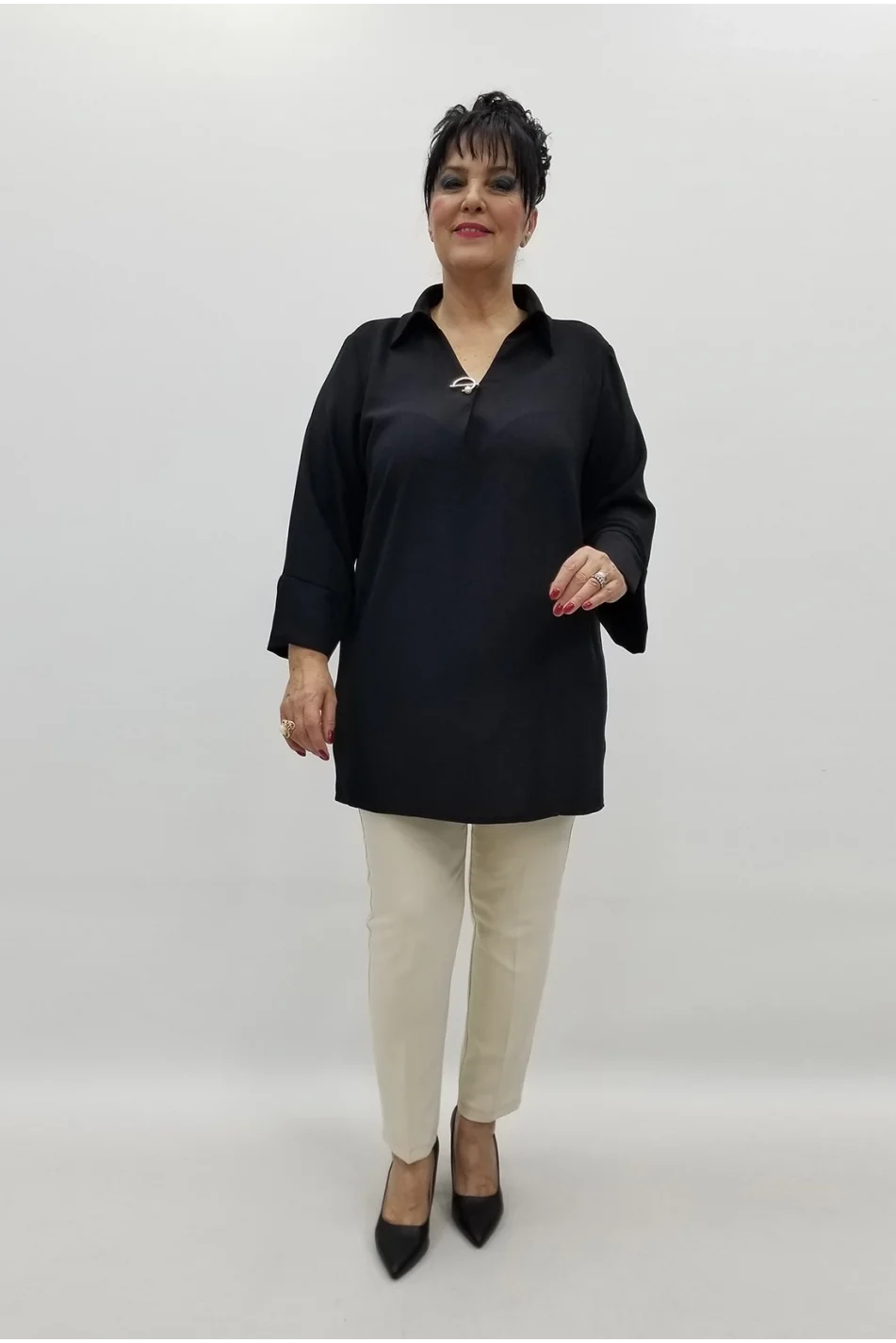 Miraggio Büyük Beden Bluz 99507 SİYAH