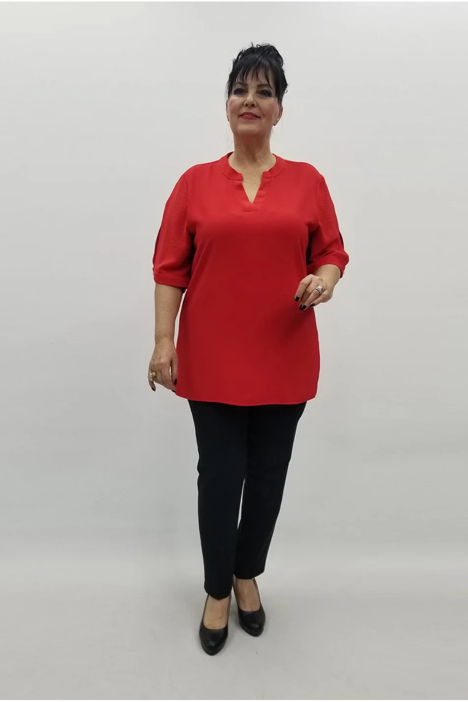 Miraggio Büyük Beden Bluz 99512 KIRMIZI