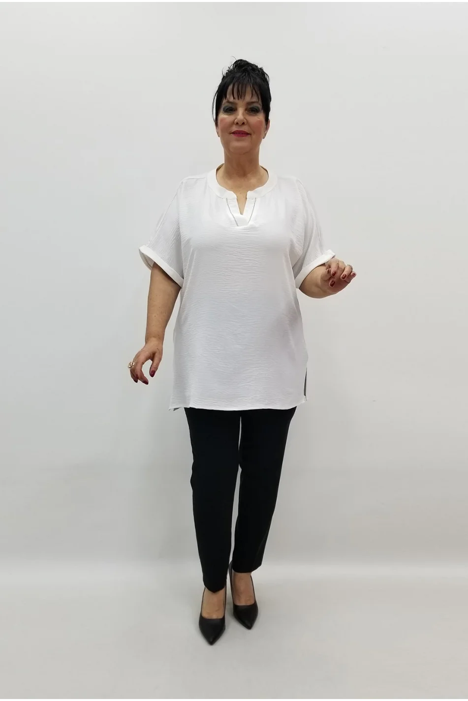 Miraggio Büyük Beden Bluz 99514 BEYAZ