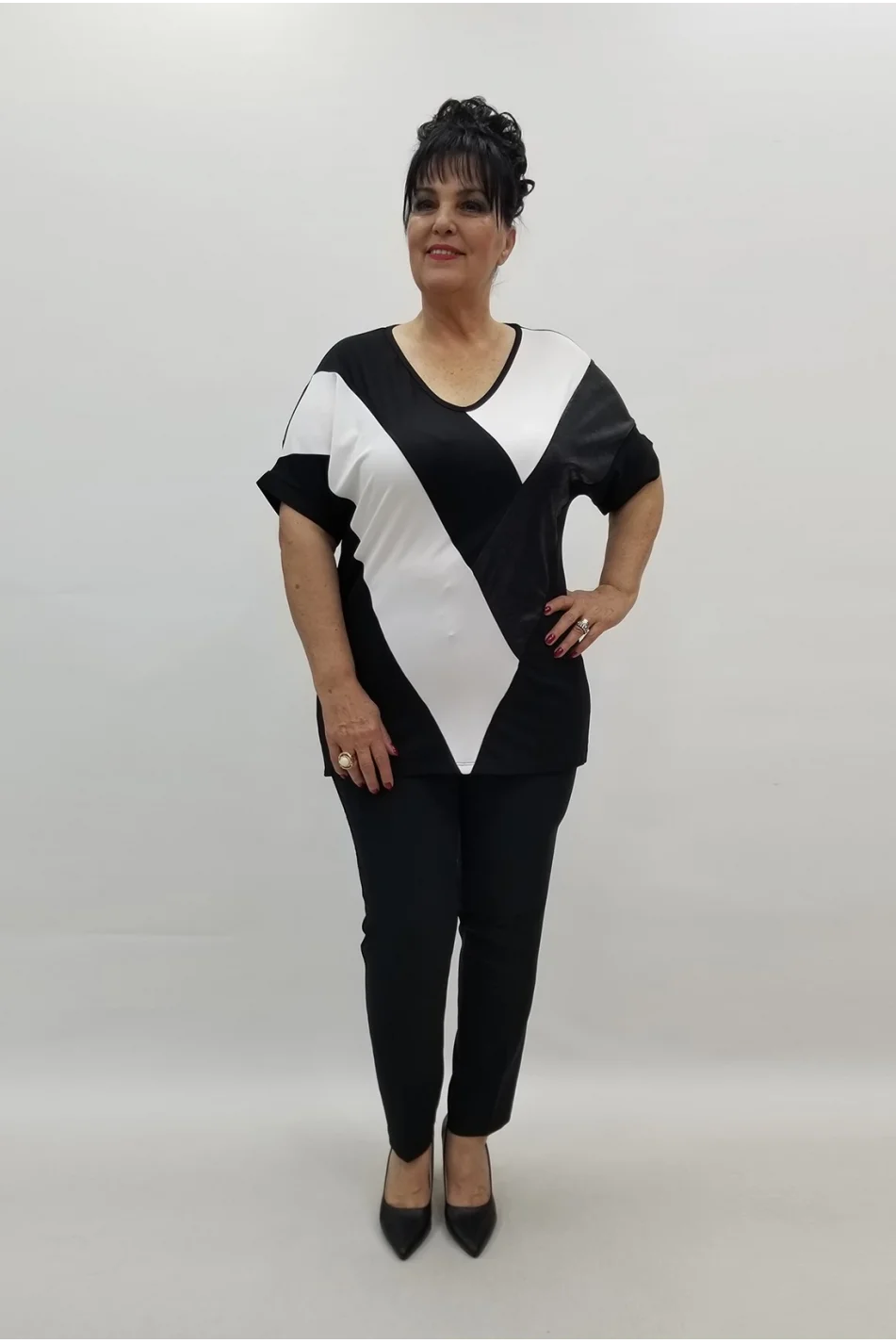 Miraggio Büyük Beden Bluz 99536 SİYAH/BEYAZ