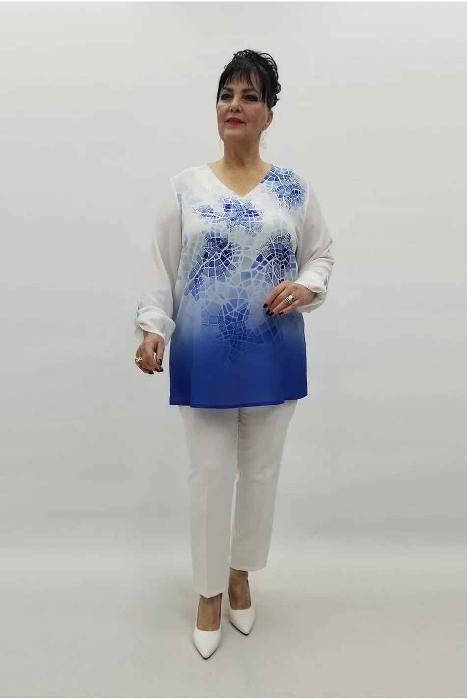 Miraggio Büyük Beden Bluz 99546 MAVİ