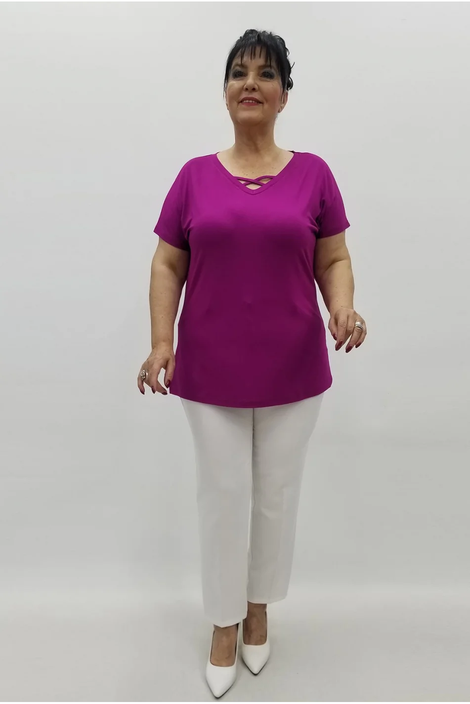 Miraggio Büyük Beden Bluz 99547 FUŞYA