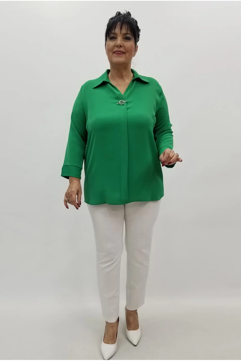Miraggio Büyük Beden Bluz 99599 YEŞİL