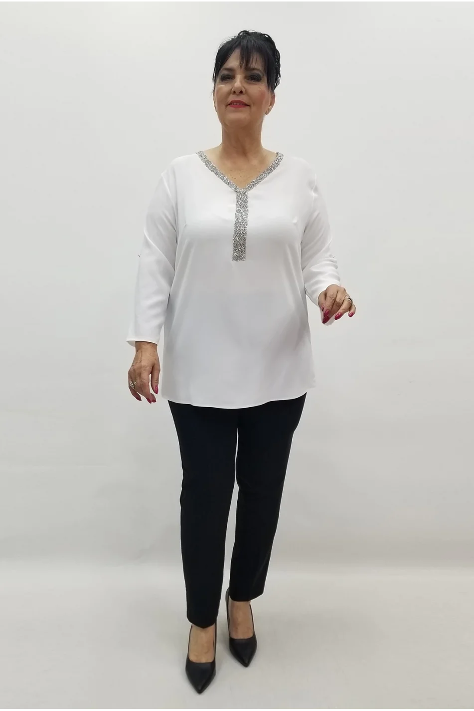 Miraggio Büyük Beden Bluz 99601 BEYAZ