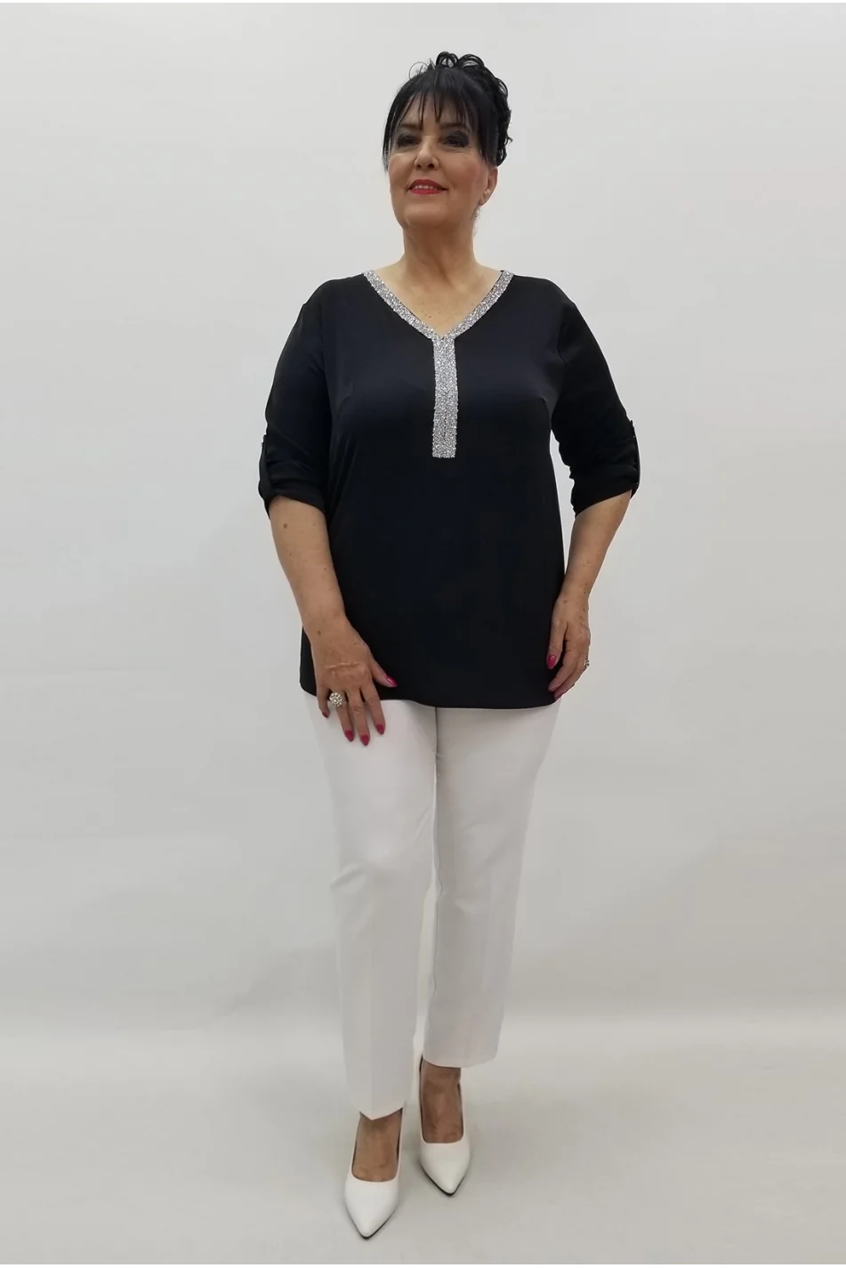 Miraggio Büyük Beden Bluz 99601 SİYAH