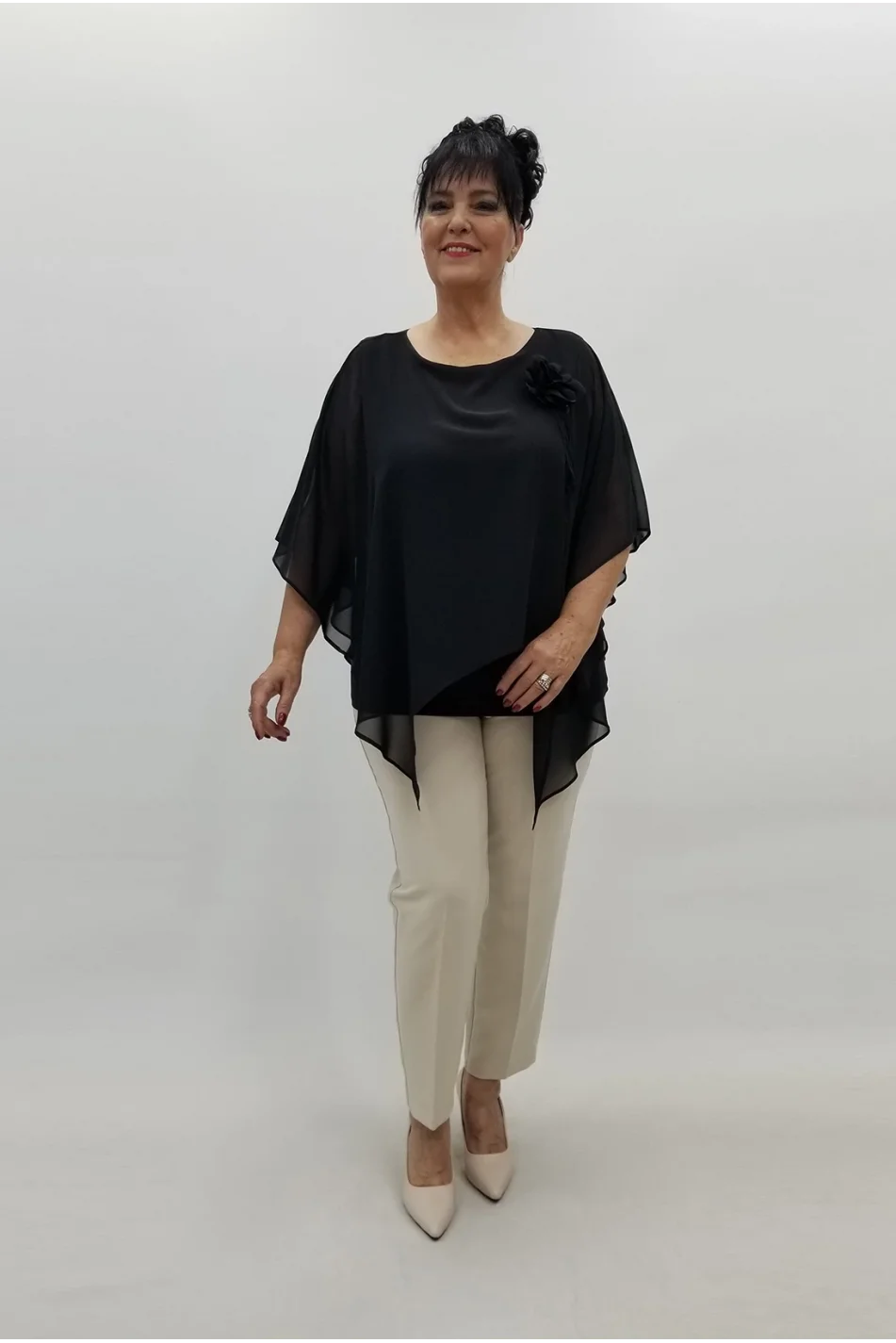 Miraggio Büyük Beden Bluz 99604 SİYAH