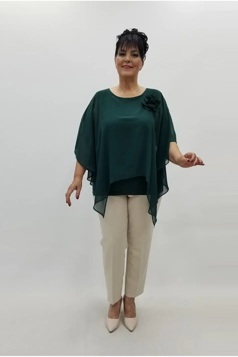 Miraggio Büyük Beden Bluz 99604 ZÜMRÜT YEŞİLİ