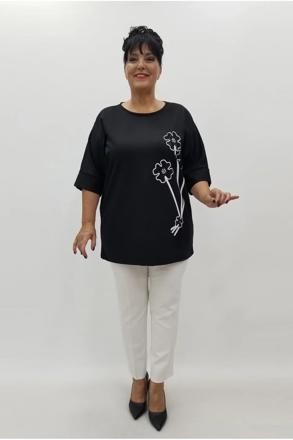 Miraggio Büyük Beden Bluz 99623 SİYAH/BEYAZ