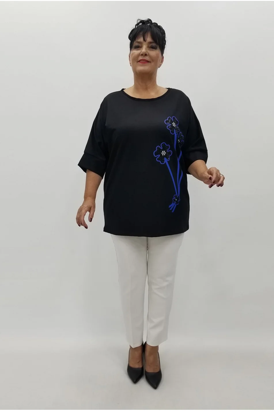 Miraggio Büyük Beden Bluz 99623 SİYAH/SAKS