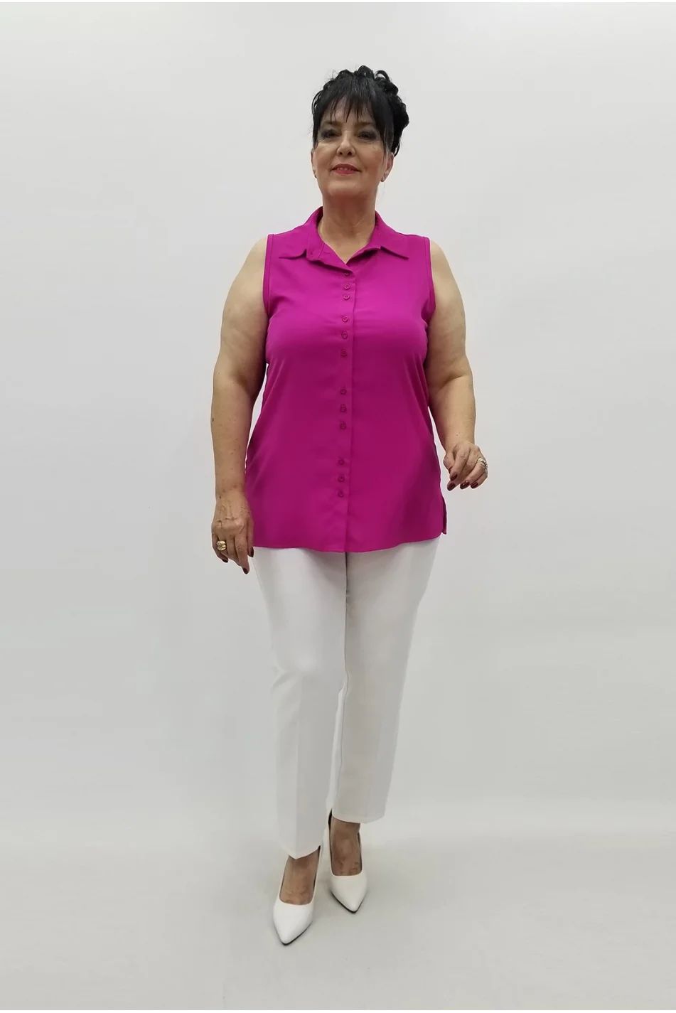 Miraggio Büyük Beden Bluz 99645 FUŞYA