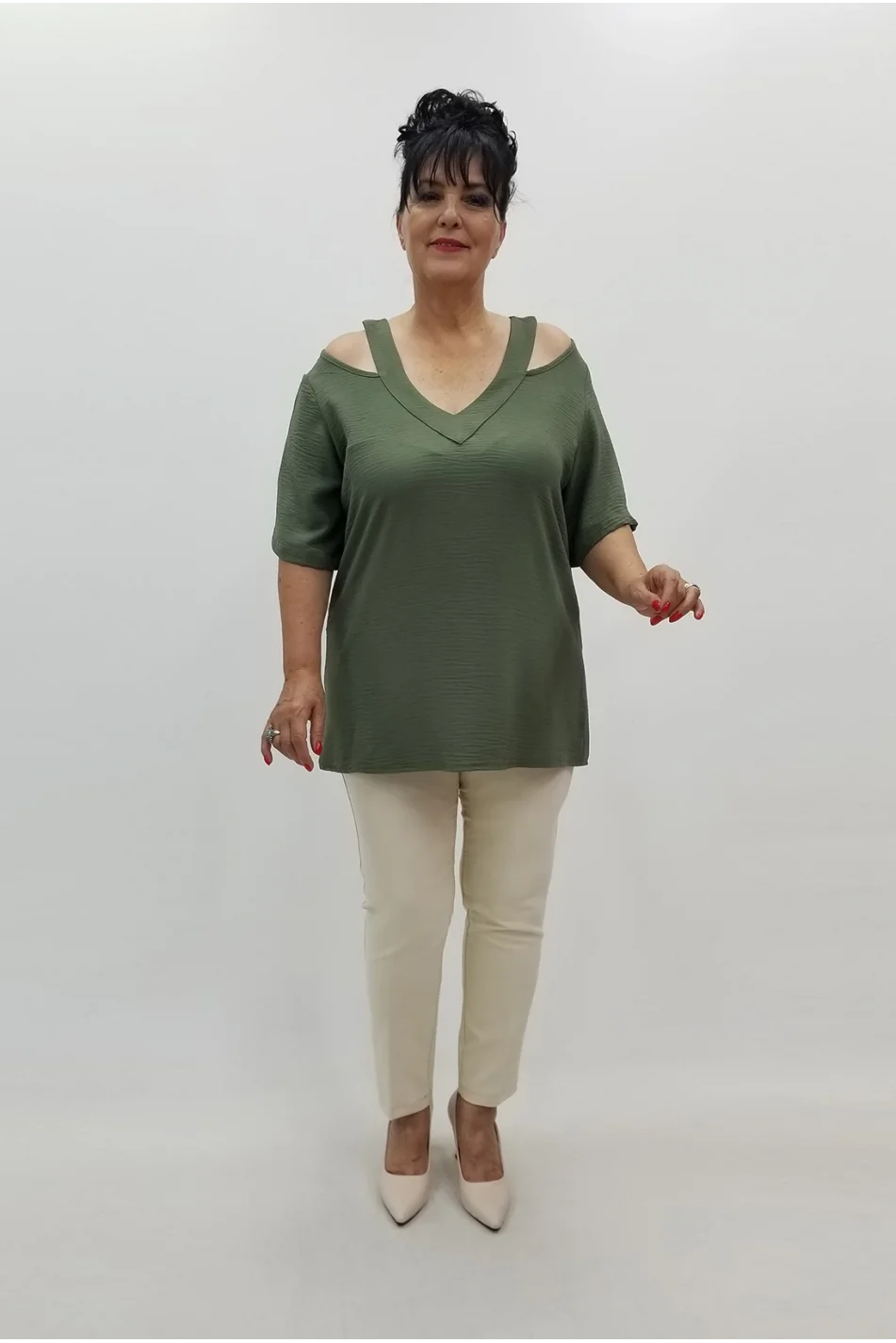 Miraggio Büyük Beden Bluz 99684 HAKİ