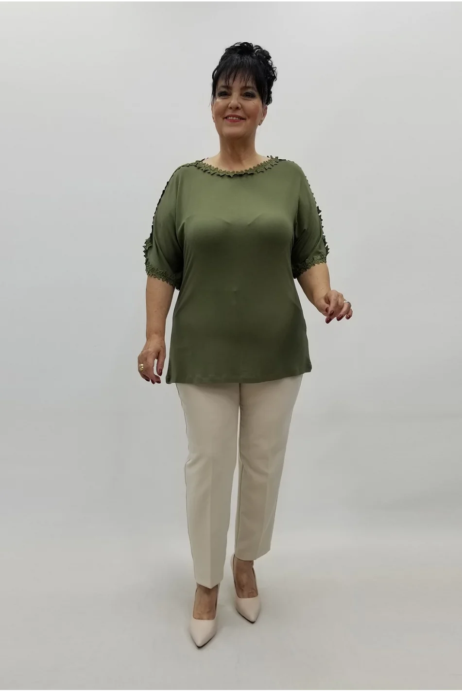 Miraggio Büyük Beden Bluz 99702 HAKİ