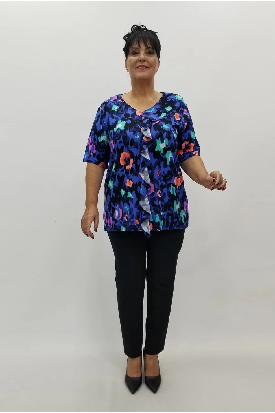 Miraggio Büyük Beden Bluz 99703 SAKS/FUŞYA