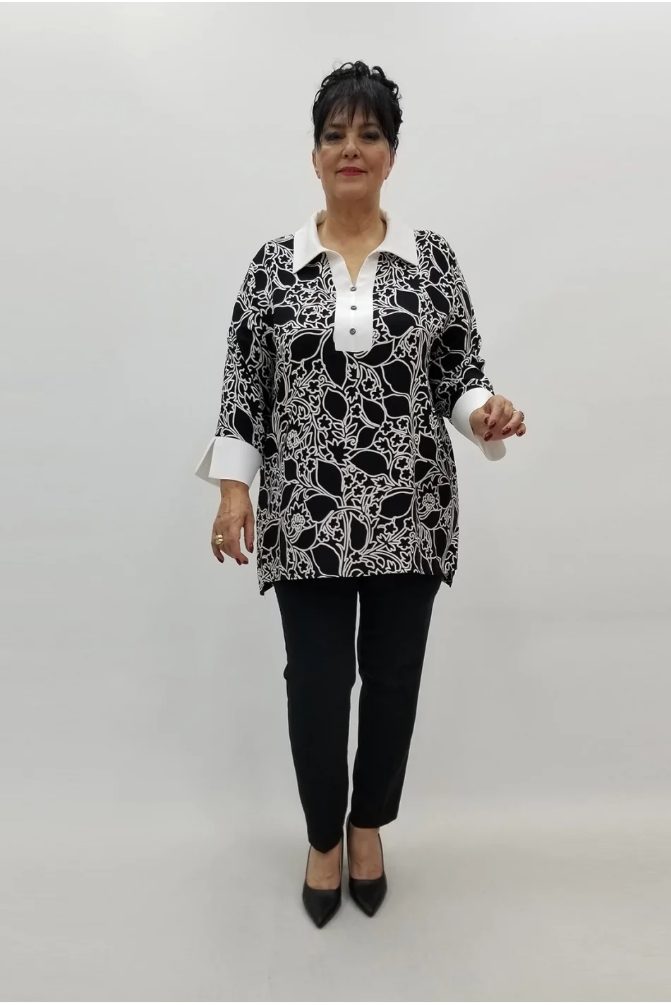 Miraggio Büyük Beden Bluz 99777 SİYAH/BEYAZ