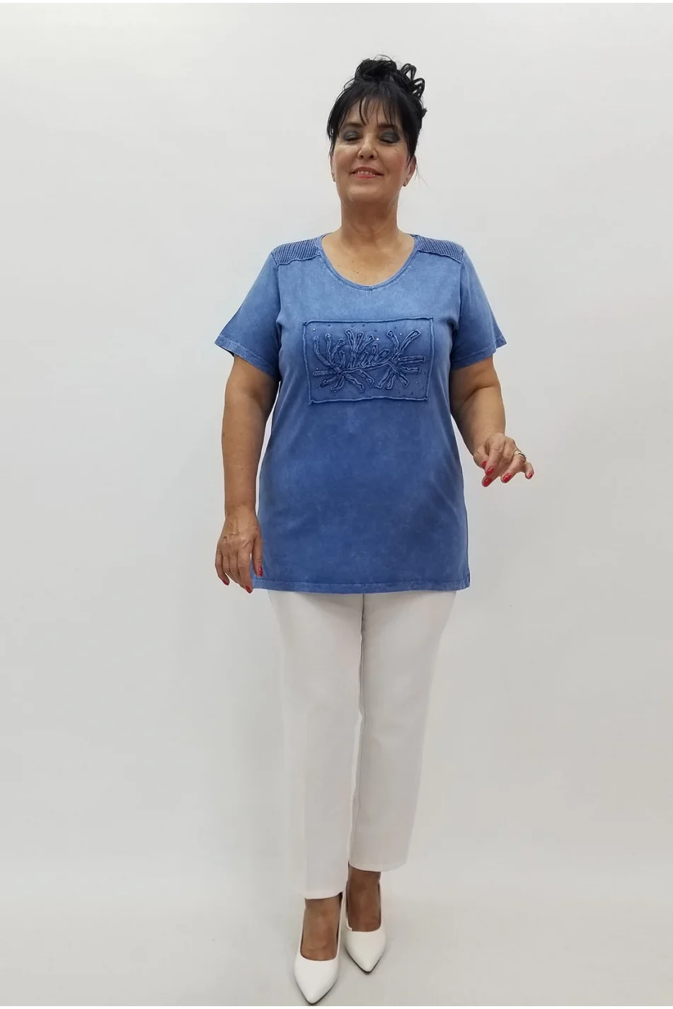 Miraggio Büyük Beden Bluz 99817 MAVİ