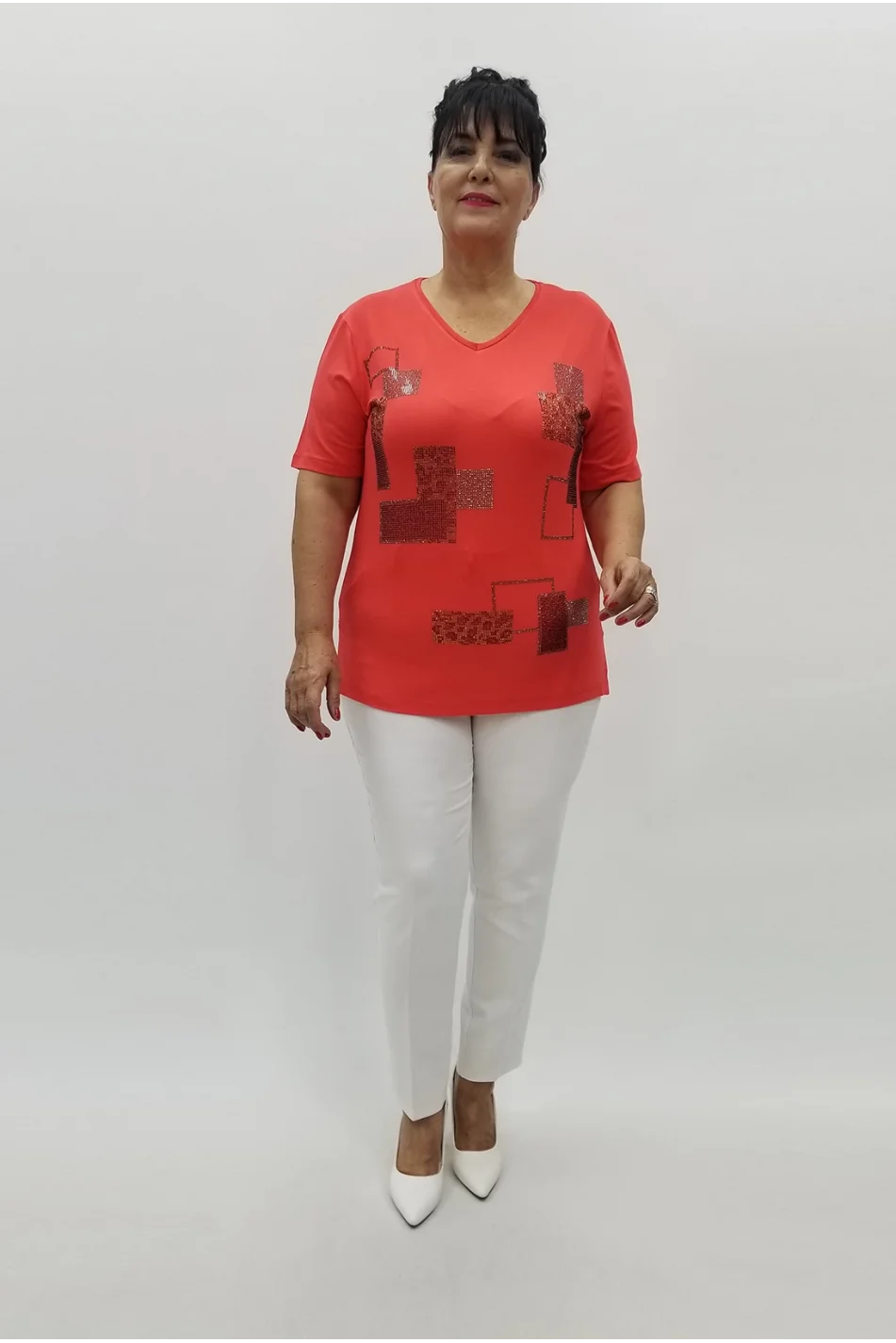 Miraggio Büyük Beden Bluz 99825 NAR ÇİÇEĞİ