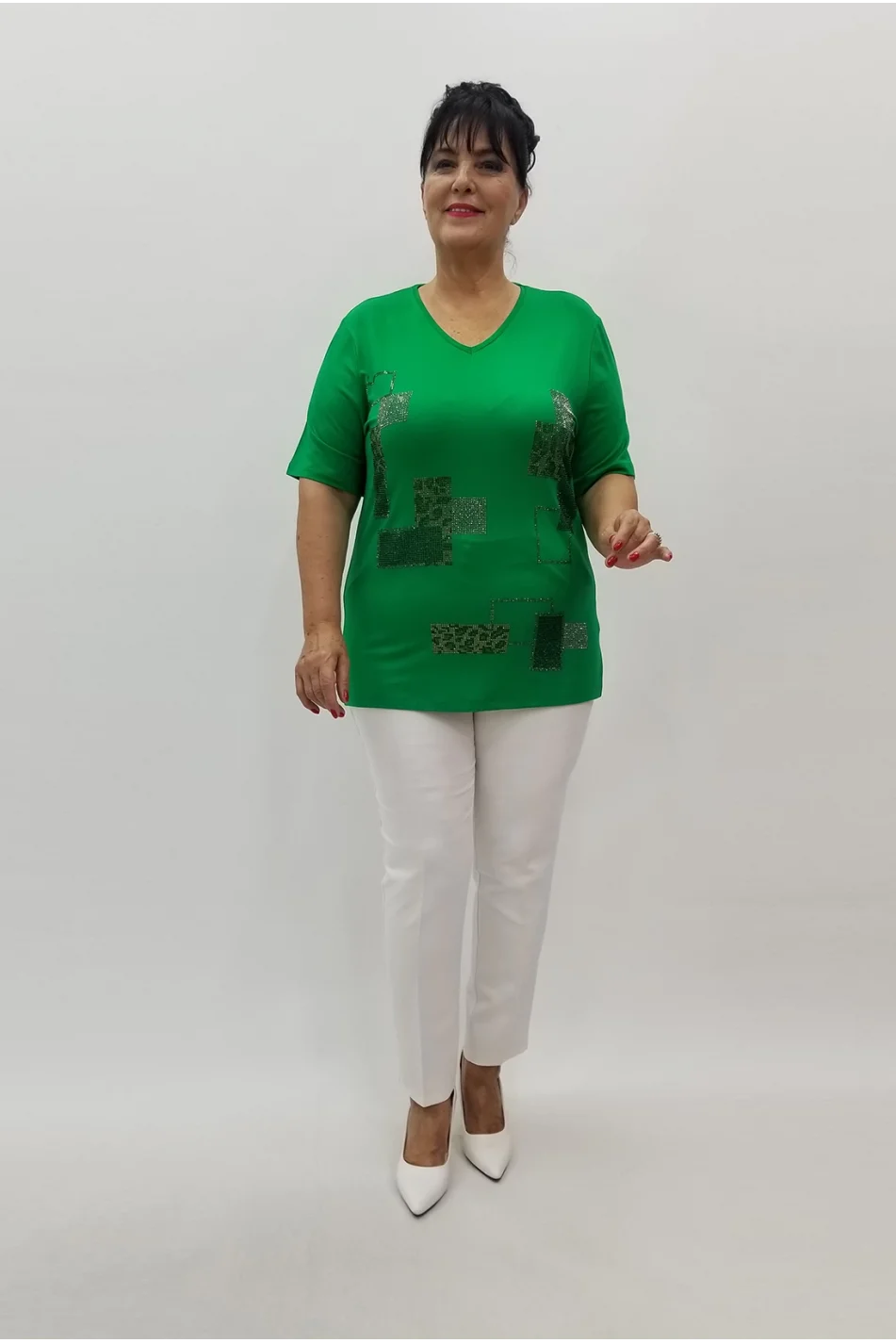 Miraggio Büyük Beden Bluz 99825 YEŞİL