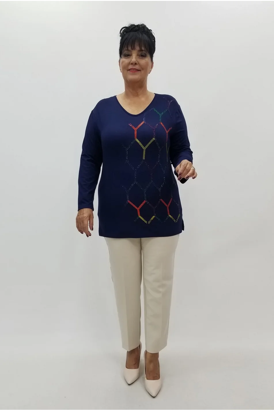 Miraggio Büyük Beden Bluz 99834 LACİVERT