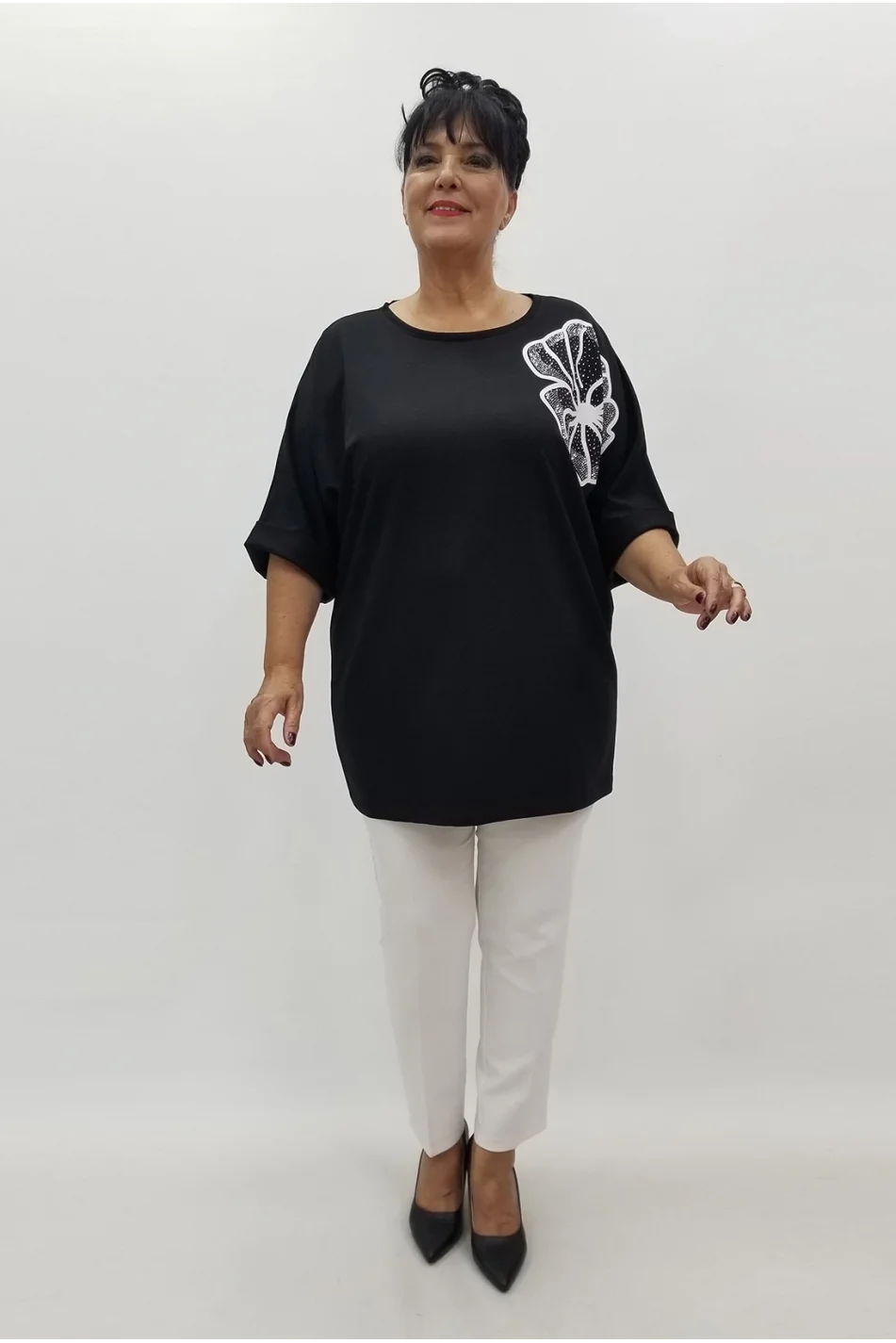 Miraggio Büyük Beden Bluz 99854 SİYAH/BEYAZ