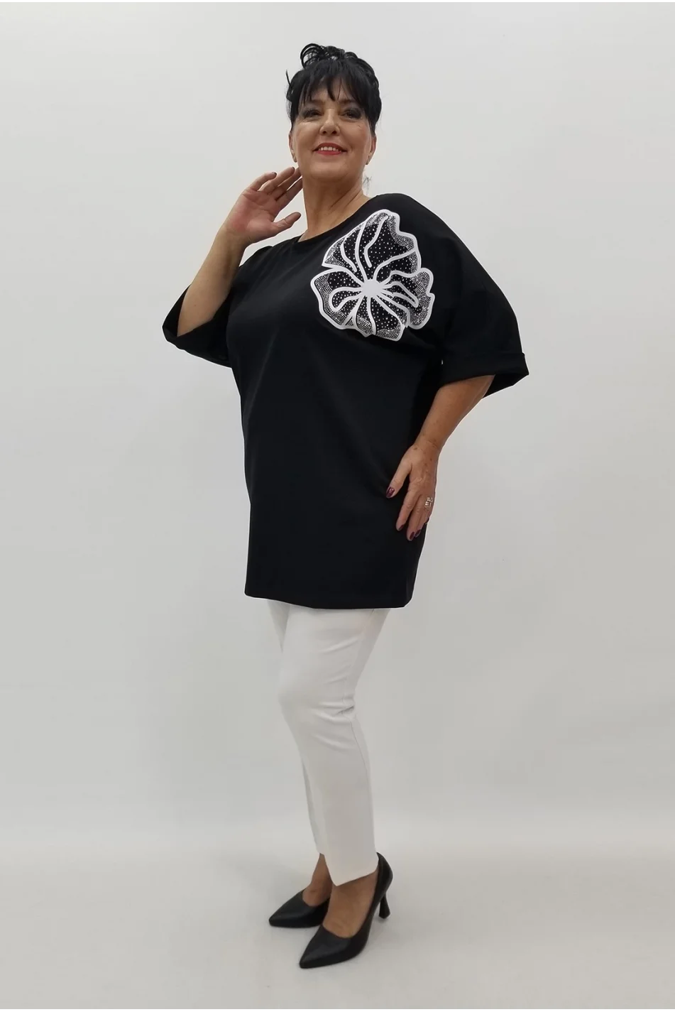 Miraggio Büyük Beden Bluz 99854 SİYAH/BEYAZ