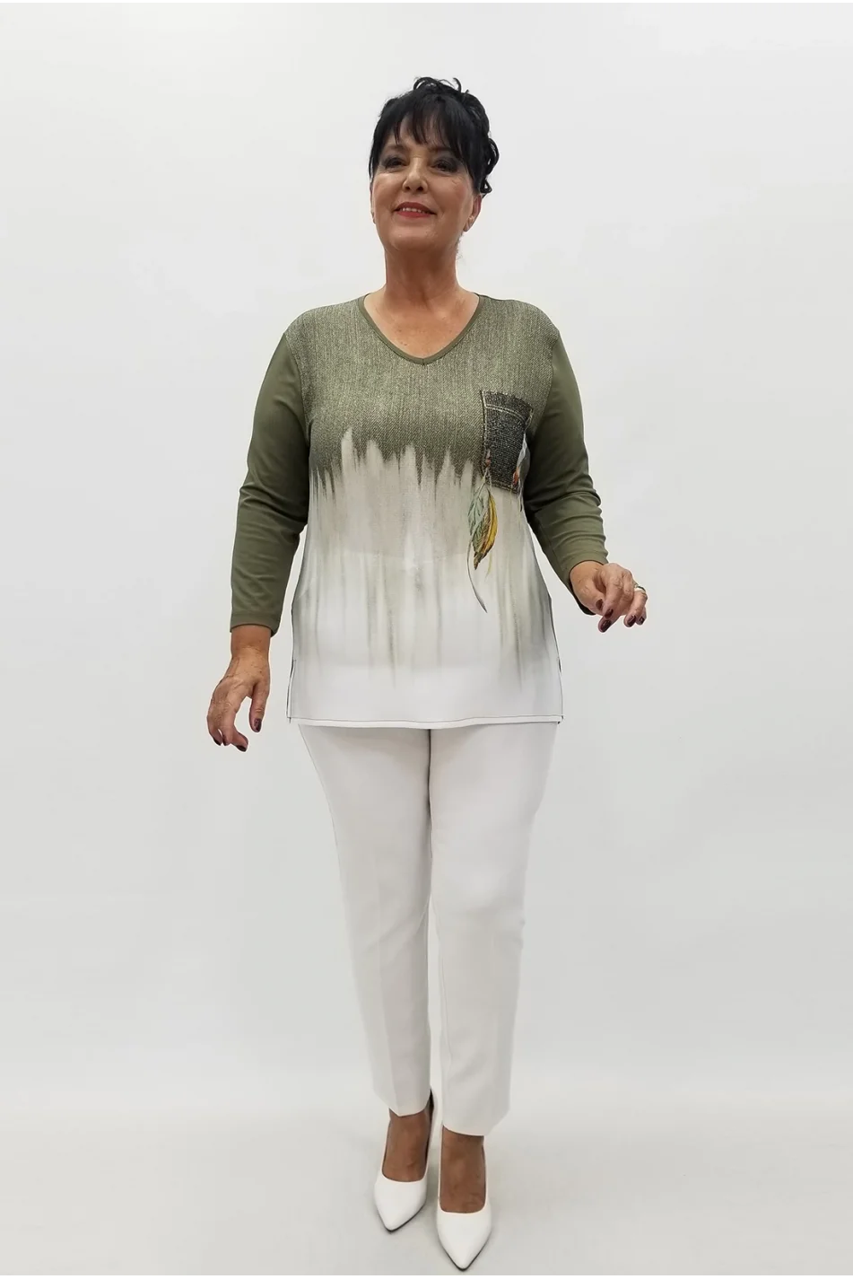 Miraggio Büyük Beden Bluz 99870 HAKİ